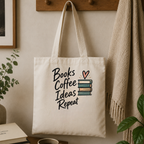 Books Coffee Ideas Repeat Tote Bag