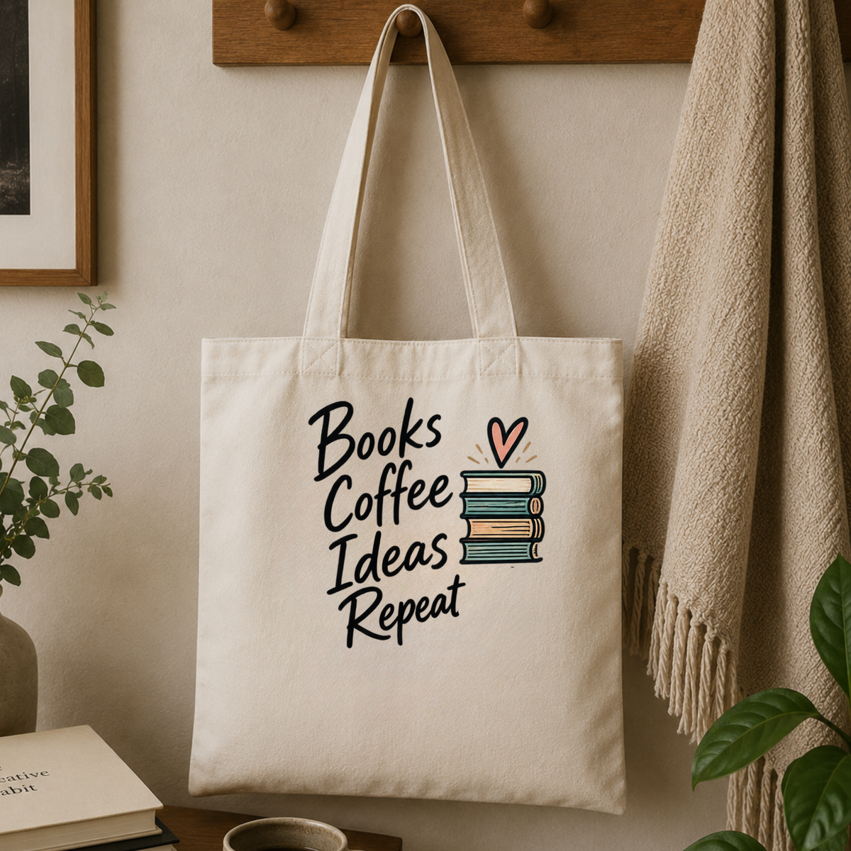 Books Coffee Ideas Repeat Tote Bag
