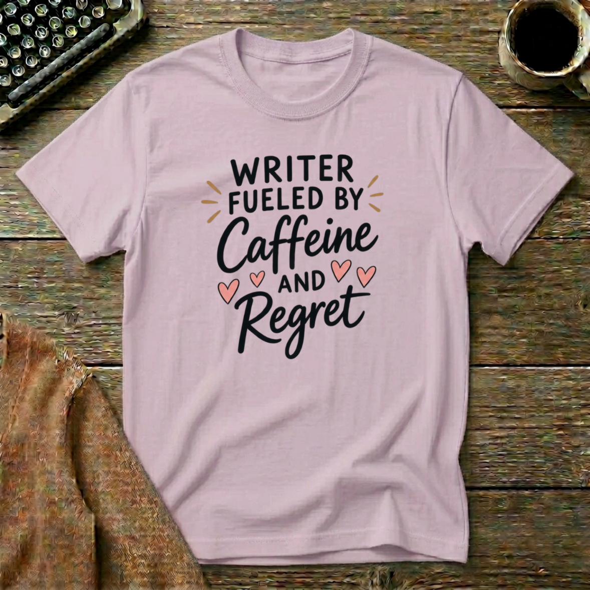 Fueled By Caffeine and Regret - T-Shirt for Writers