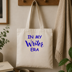 In My Writer Era Tote Bag - in White or Natural Cotton