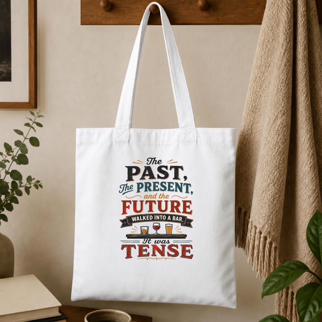 The Past, Present, and Future Walked Into a Bar - It Was Tense Tote Bag