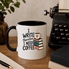 I Write Therefore I Need Coffee Ceramic Mug