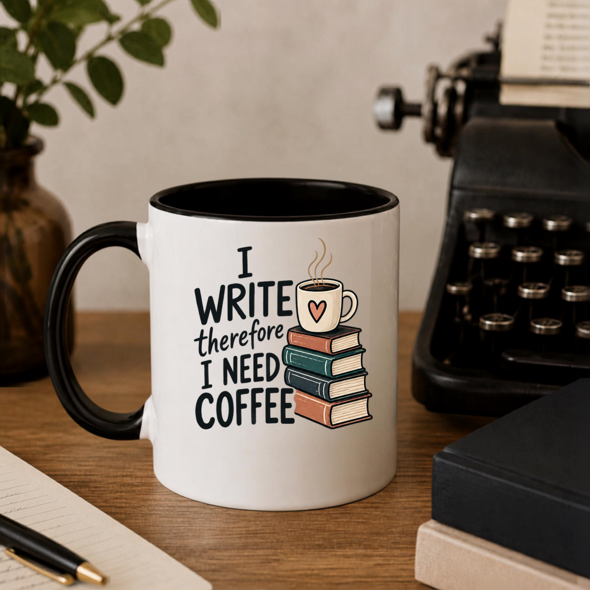 I Write Therefore I Need Coffee Ceramic Mug